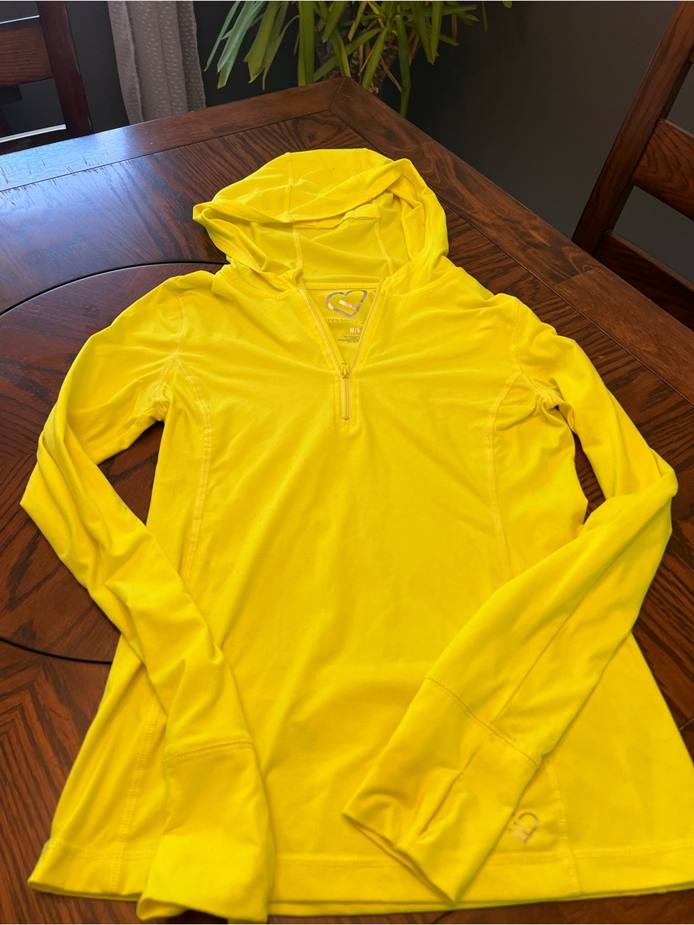 LIVE LOVE DREAM Women's Hoodie neon Yellow M Pullover 1/4 Zip Hooded # 757